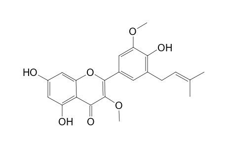 DODOVISCIN_J;2-[3-METHOXY-5-(3-METHYL-2-BUTEN-1-YL)-4-HYDROXYPHENYL]-3-METHOXY-5,7-DIHYDROXY-4-H-1-BENZOPYRAN-4-ONE