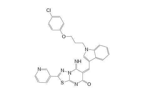 (6E)-6-({1-[3-(4-chlorophenoxy)propyl]-1H-indol-3-yl}methylene)-5-imino-2-(3-pyridinyl)-5,6-dihydro-7H-[1,3,4]thiadiazolo[3,2-a]pyrimidin-7-one