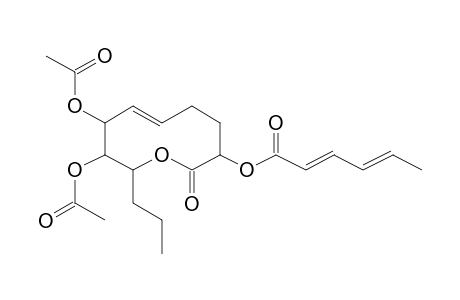 3,4-Dihydroxy-10-oxo-2-propyl-2,3,4,7,8,9-hexahydrooxecin-9-yl hexa-2,4-dienoate, o,o-diacetyl