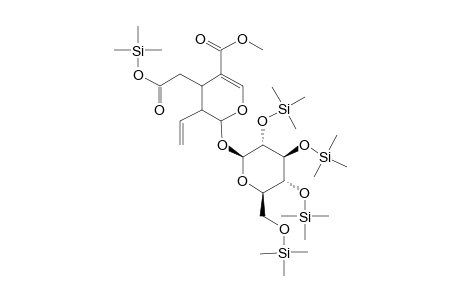 2-[3-Ethenyl-5-methoxycarbonyl-2-[(2S,3R,4S,5S,6R)-3,4,5-trihydroxy-6-(hydroxymethyl)oxan-2-yl]oxy-3,4-dihydro-2H-pyran-4-yl]acetic acid, 5tms