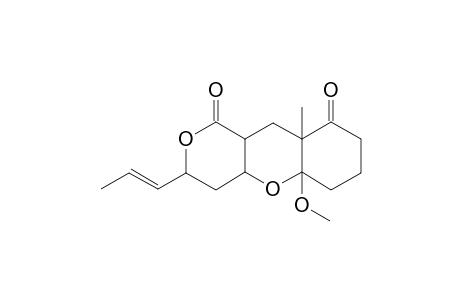 Pyrano[4,3-b]benzopyran-1,9-dione, 5a-methoxy-9a-methyl-3-(1-propenyl)perhydro-