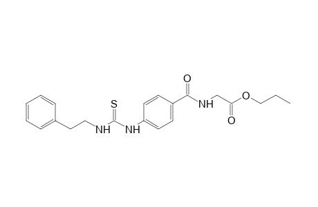 p-(3-phenethyl-2-thioureido)hippuric acid, propyl ester