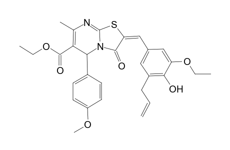 5H-thiazolo[3,2-a]pyrimidine-6-carboxylic acid, 2-[[3-ethoxy-4-hydroxy-5-(2-propenyl)phenyl]methylene]-2,3-dihydro-5-(4-methoxyphenyl)-7-methyl-3-oxo-, ethyl ester, (2E)-