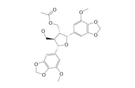 7,8-TRANS-8,8'-TRANS-7',8'-CIS-7,7'-BIS-(5-METHOXY-3,4-METHYLENEDIOXYPHENYL)-8-HYDROXYMETHYL-8'-ACETOXYMETHYLTETRAHYDROFURAN