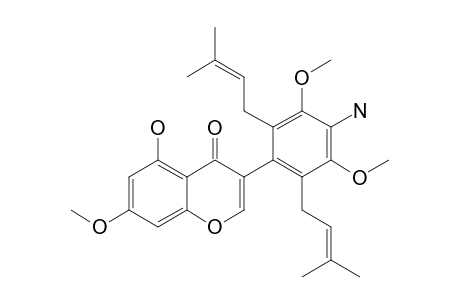 DIMETHYL-PISCERYTHRAMINE;4'-AMINO-5-HYDROXY-7,3',5'-TRIMETHOXY-2',6'-DI-(3,3-DIMETHYLALLYL)-ISOFLAVONE