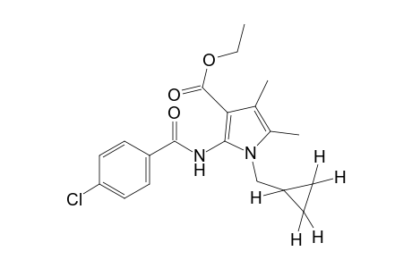 2-(p-chlorobenzamido)-1-(cyclopropylmethyl)-4,5-dimethylpyrrole-3-carboxylic acid, ethyl ester