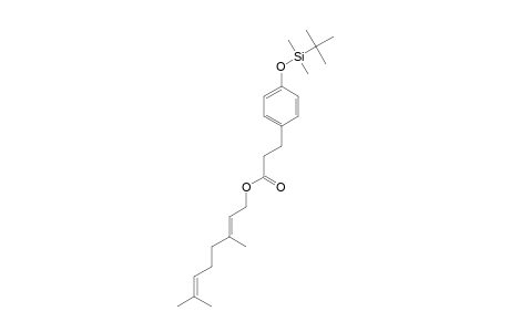 Benzenepropanoic acid, 4-(t-butyldimethylsilyloxy)-, 3,7-dimethyl-2,6-octadienyl ester