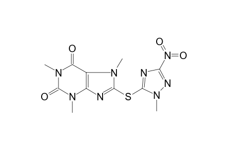 1,3,7-trimethyl-8-[(1-methyl-3-nitro-1H-1,2,4-triazol-5-yl)sulfanyl]-3,7-dihydro-1H-purine-2,6-dione