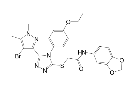 N-(1,3-benzodioxol-5-yl)-2-{[5-(4-bromo-1,5-dimethyl-1H-pyrazol-3-yl)-4-(4-ethoxyphenyl)-4H-1,2,4-triazol-3-yl]sulfanyl}acetamide