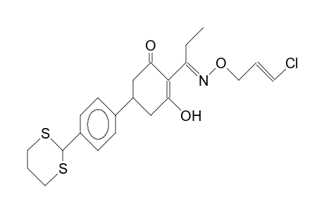 2-Cyclohexen-1-one, 2-[1-[[(3-chloro-2-propenyl)oxy]imino]propyl]-5-[4-(1,3-dithian-2-yl)phenyl]-3-hydroxy-, (E,?)-