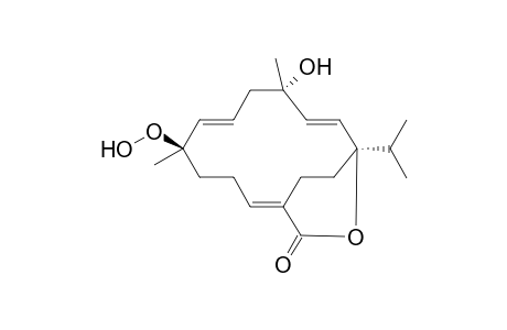 LAEVIGATLACTONE_F;(1-R*,2-E,4-S*,6-E,8-R*,11-E)-1-ISOPROPYL-4-HYDROXY-8-HYDROPEROXYL-4,8-DIMETHYL-21-OXABICYCLO-[10.2.2]-HEXADECA