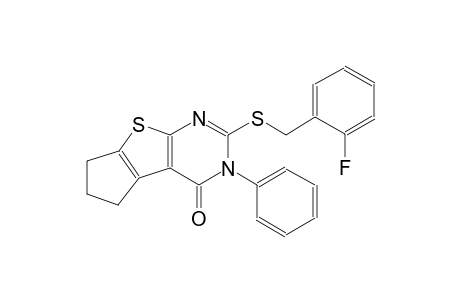 4H-cyclopenta[4,5]thieno[2,3-d]pyrimidin-4-one, 2-[[(2-fluorophenyl)methyl]thio]-3,5,6,7-tetrahydro-3-phenyl-