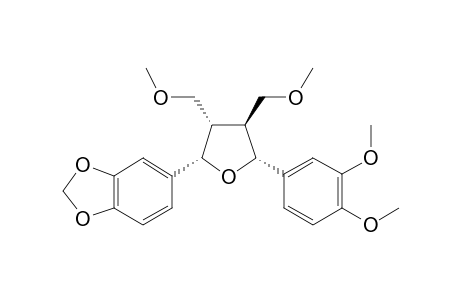 VIRGATUSIN;(-)-7,8-CIS-8,8'-TRANS-7',8'-TRANS-7-[3,4-(METHYLENEDIOXY)-PHENYL]-7'-(3',4'-DIMETHOXYPHENYL)-8,8-BIS-(METHOXYMETHYL)-TETRAHYDROFURANE
