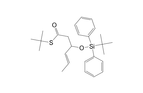 (E)-3-[tert-butyl(diphenyl)silyl]oxy-4-hexenethioic acid S-tert-butyl ester