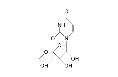4'(R)-1-(4-O-Methyl-D-erythro-pentofuranosyl-4-ulose)-uracil