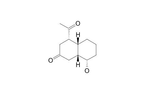 (+/-)-(1R*,2S*,6R*,7S*)-2-ACETYL-7-HYDROXYBICYCLO-[4.4.0]-DECAN-4-ONE