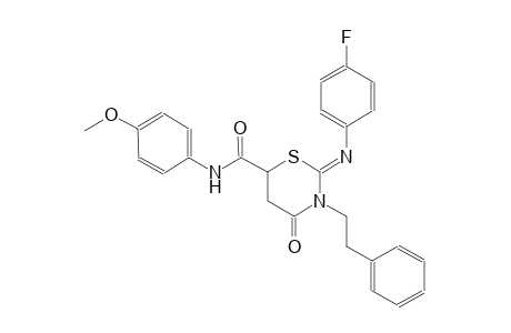 (2Z)-2-[(4-fluorophenyl)imino]-N-(4-methoxyphenyl)-4-oxo-3-(2-phenylethyl)tetrahydro-2H-1,3-thiazine-6-carboxamide