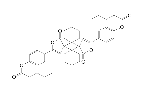 3,15-Bis[4-pentanoyloxyphenyl]-(E)-2,14-dioxatetraspiro[4.0.5.0.4.0.5.0]docosa-3,15-diene-1,13-dione