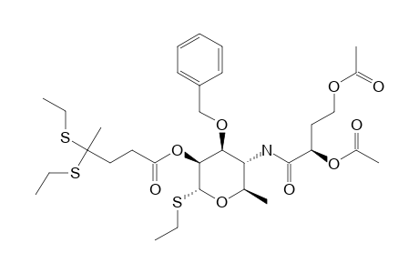 ETHYL-4-(2,4-DI-O-ACETYL-3-DEOXY-L-GLYCERO-TETRONAMIDO)-3-O-BENZYL-4,6-DIDEOXY-2-O-(4,4-DITHIOETHYL)-PENTANOYL-1-THIO-ALPHA-D-MANNOPYRANOSIDE