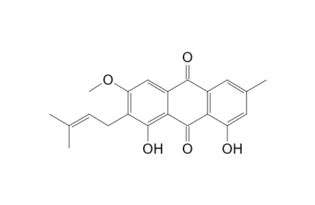 VISMIAQUINONE-C;1,8-DIHYDROXY-3-METHYL-6-METHOXY-7-(3-METHYL-BUT-2-ENYL)-ANTHRAQUINONE