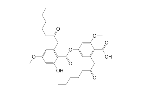 Benzoic acid, 2-hydroxy-4-methoxy-6-(2-oxoheptyl)-, 4-carboxy-3-methoxy-5-(2-oxoheptyl)phenyl ester