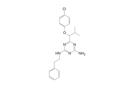 2-amino-4-[1-(p-chlorophenoxy)-2-methylpropyl]-6-(phenethyamino)-s-triazine