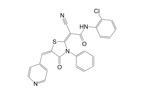 (2E)-N-(2-chlorophenyl)-2-cyano-2-[(5E)-4-oxo-3-phenyl-5-(4-pyridinylmethylene)-1,3-thiazolidin-2-ylidene]ethanamide