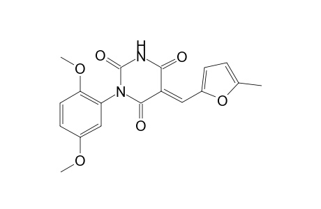 2,4,6(1H,3H,5H)-pyrimidinetrione, 1-(2,5-dimethoxyphenyl)-5-[(5-methyl-2-furanyl)methylene]-, (5E)-