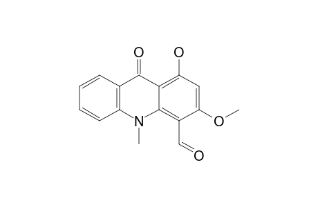 4-Acridinecarboxaldehyde, 9,10-dihydro-1-hydroxy-3-methoxy-10-methyl-9-oxo-