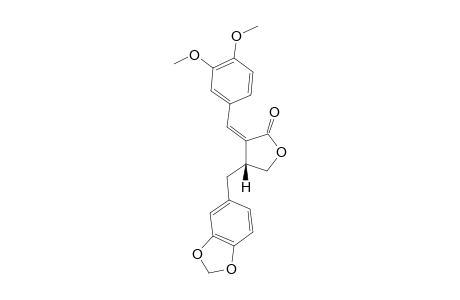 ISOKAEROPHYLLIN;2-VERATRYLIDENYL-3-PIPERONYLMETHYL-3S-GAMMA-BUTYROLACTONE