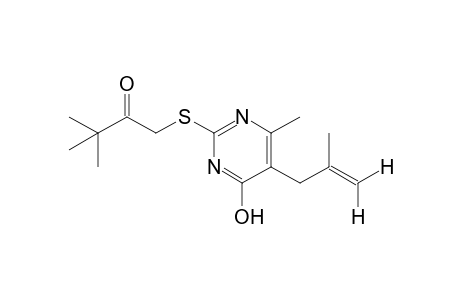 3,3-dimethyl-1-{[4-hydroxy-6-methyl-5-(2-methylallyl)-2-pyrimidinyl]thio}-2-butanone