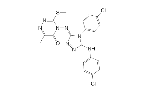 4-([(3Z)-5-(4-Chloroanilino)-4-(4-chlorophenyl)-4,5-dihydro-3H-1,2,4-triazol-3-ylidene]amino)-6-methyl-3-(methylsulfanyl)-1,2,4-triazin-5(4H)-one