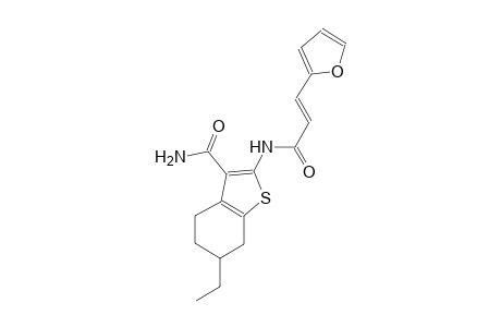 6-ethyl-2-{[(2E)-3-(2-furyl)-2-propenoyl]amino}-4,5,6,7-tetrahydro-1-benzothiophene-3-carboxamide