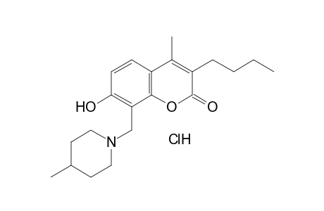 3-butyl-7-hydroxy-4-methyl-8-[(4-methylpiperidino)methyl]coumarin, hydrochloride