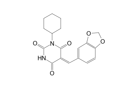 (5Z)-5-(1,3-benzodioxol-5-ylmethylene)-1-cyclohexyl-2,4,6(1H,3H,5H)-pyrimidinetrione