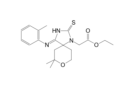 ethyl {(4Z)-7,7-dimethyl-4-[(2-methylphenyl)imino]-2-thioxo-8-oxa-1,3-diazaspiro[4.5]dec-1-yl}acetate