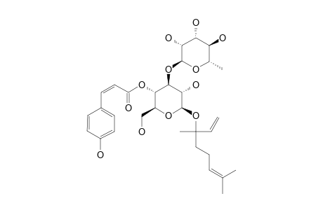 LIPEDOSIDE-B-II;(3R/S)-LINALOYL-(3-O-ALPHA-L-RHAMNOPYRANOSYL)-(4-O-CIS-PARA-COUMAROYL)-BETA-D-GLUCOPYRANOSIDE