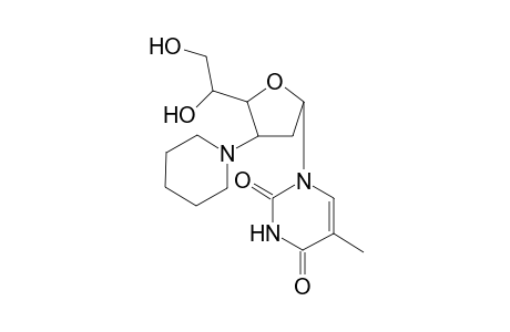 1-(-2,3-Dideoxy-3-piperidino-.alpha.,D-ribo-hexofuranosyl)thymine