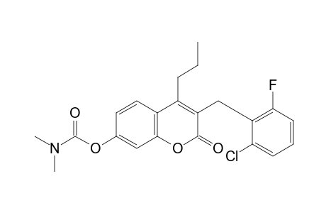 3-(2-chloro-6-fluorobenzyl)-7-hydroxy-4-propylcoumarin, dimethylcarbamate (ester)