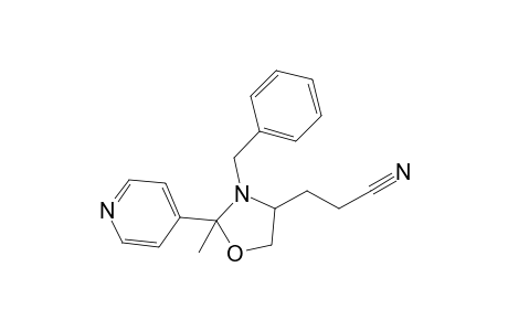 3-(3-benzyl-2-methyl-2-pyridin-4-yl-1,3-oxazolidin-4-yl)propanenitrile
