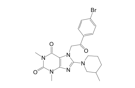 1H-purine-2,6-dione, 7-[2-(4-bromophenyl)-2-oxoethyl]-3,7-dihydro-1,3-dimethyl-8-(3-methyl-1-piperidinyl)-