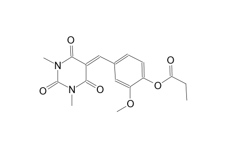 4-[(1,3-dimethyl-2,4,6-trioxotetrahydro-5(2H)-pyrimidinylidene)methyl]-2-methoxyphenyl propionate