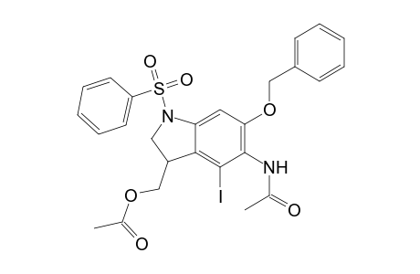 (3RS)-3-(Acetoxymethyl)-5-(acetoxyamino)1-(benzenesulfonyl)-6-(benzyloxy)-4-iodo-2,3-dihydro-1H-indole
