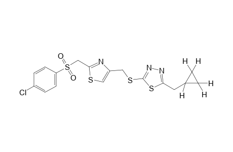 2-{{{2-{[(p-chlorophenyl)sulfonyl]methyl}-4-thiazolyl}methyl}thio}-5-(cyclopropylmethyl)-1,3,4-thiadiazole