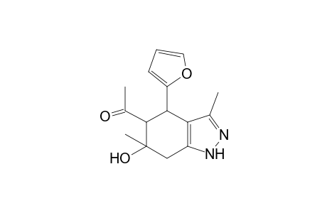 1-[4-(2-furanyl)-6-hydroxy-3,6-dimethyl-2,4,5,7-tetrahydroindazol-5-yl]ethanone