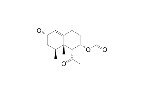 LAEVINOL_A;6-ALPHA-ACETYL-4-BETA,5-BETA-DIMETHYL-1-(10)-ENE-2-ALPHA-HYDROXY-7-ALPHA-FORMYLOXYDECALIN